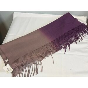 FFC New York Womens Scarf OS Purple Gradient Ombre Pashmina Fringed NWT